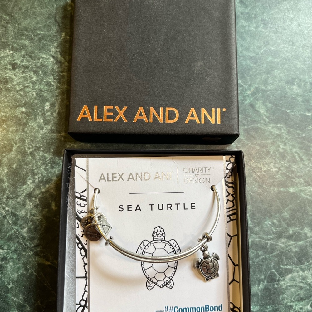 NIB Alex and Ani Charity Sea Turtle Silver Bangle